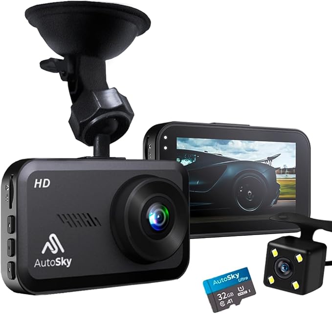 Cámara de tablero HD AutoSky delantera y trasera