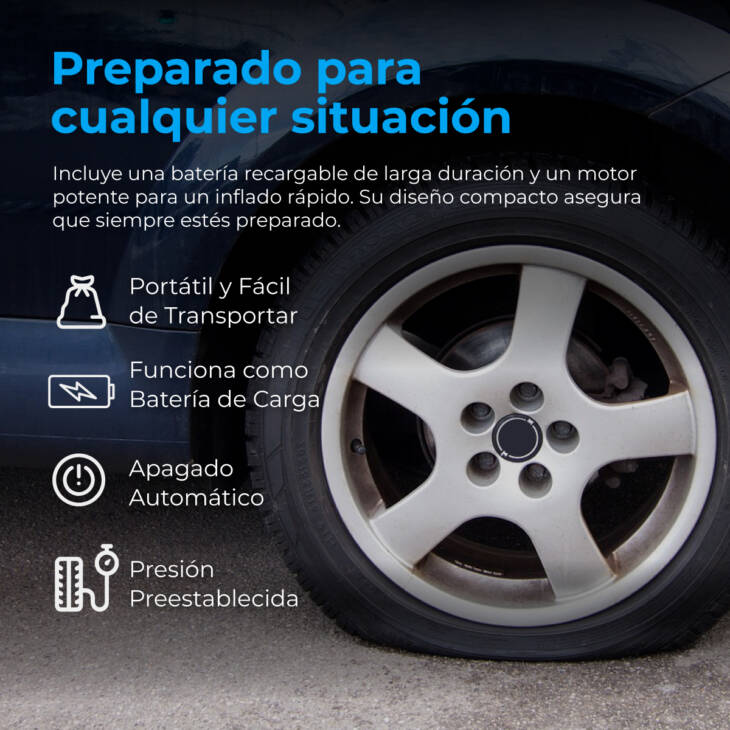 Compresor Portátil Recargable AutoSky AAC‑301 – Inflador 3 en 1 con Powerbank y Linterna LED - Image 4