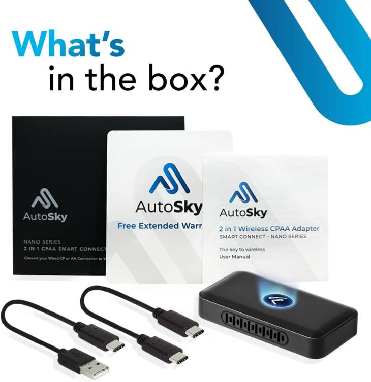 AutoSky Adaptador inalámbrico CarPlay y Android Auto 2 en 1 - Image 3