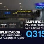🎛️ AMPLIFICADOR SKP PA450.5 Línea PA / USB / Bluetooth / EQ / 5 Zonas / 6 Canales / 450W